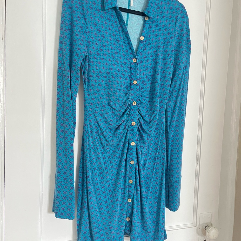 Long sleeve ruched free people dress